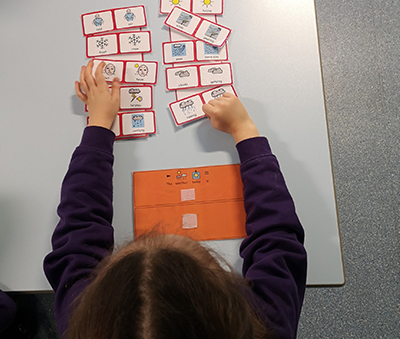 Student using Widgit Symbols activity