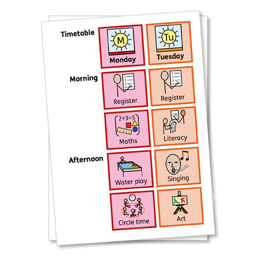 Visual timetable featuring Widgit Symbols