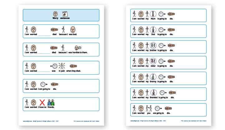 Symbols activity about being worried