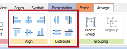 align and distribute on the arrange tab