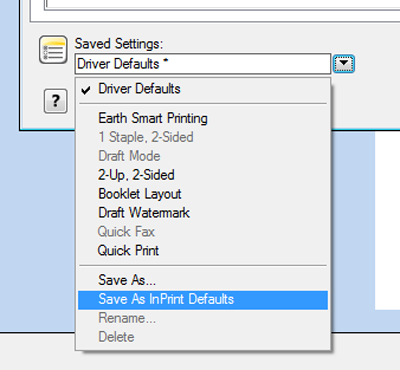 Xerox Printer Preferences - Set as Default