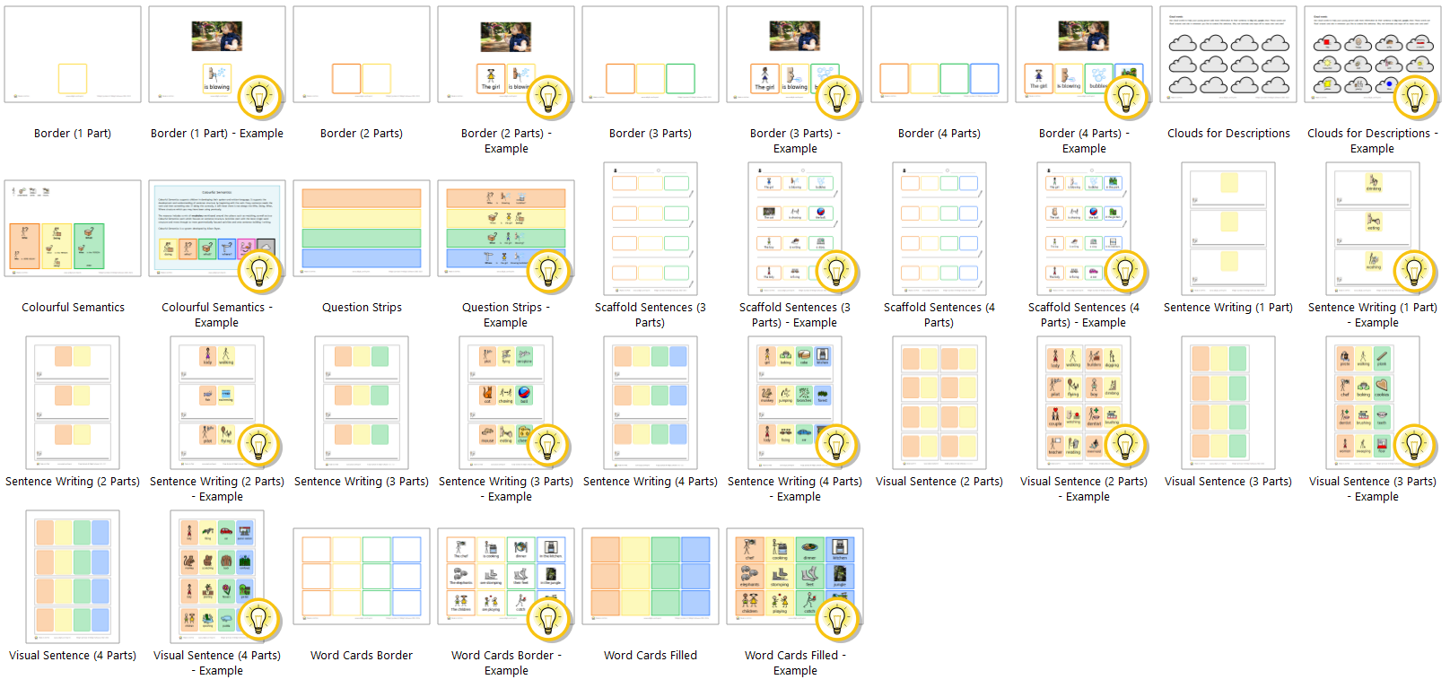 Colourful Semantics templates preview