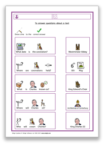 Comprehension activities based around the coronation of King Charles III