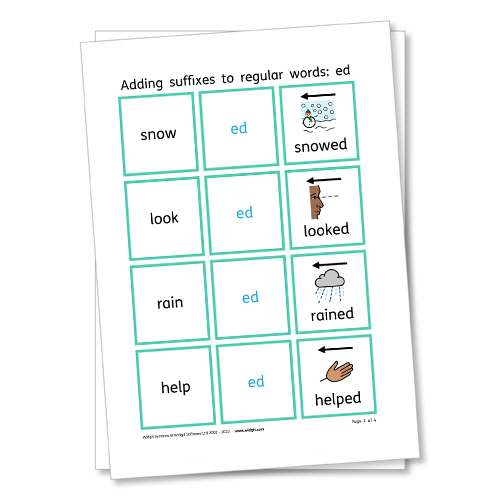 Suffixes Widgit Symbol Sheet